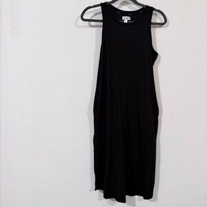 Nicole Miller Black Sleeveless Midi Tank Dress, Size S, Soft Stretch Knit